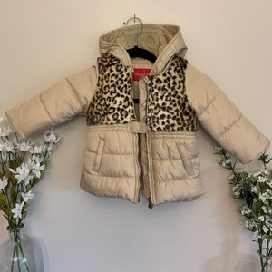 London Fog Leopard Print Puffer Coat